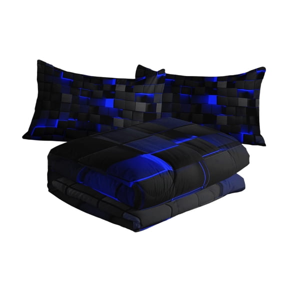 Full Size Geometric Bedding Set, Light Honeycomb Comforter Set 3 Piece - Modern Microfiber Quilt Set for Teen Boys, Girls, Kids Room Decor, All Season