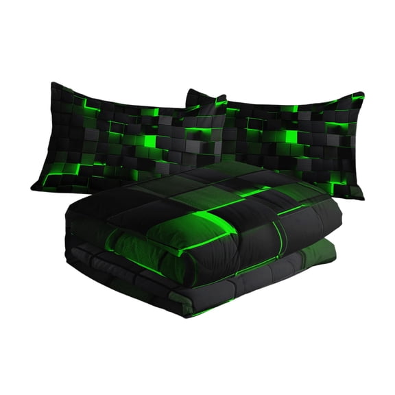 Full Size Geometric Bedding Set, Light Honeycomb Comforter Set 3 Piece - Modern Microfiber Quilt Set for Teen Boys, Girls, Kids Room Decor, All Season