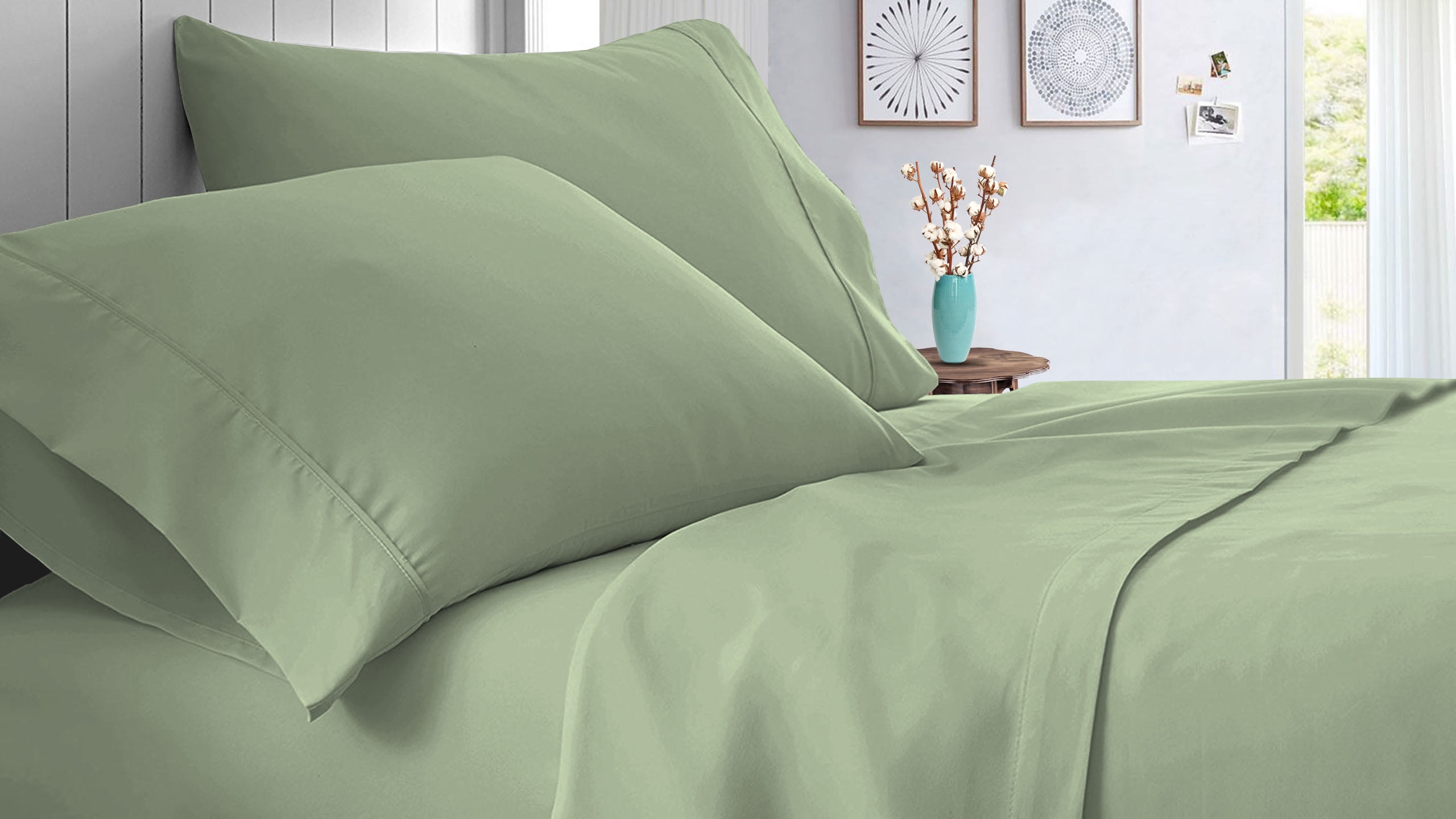 Full Size Giza Cotton Sheet Set Solid 4 Piece Hotel Luxury Bed