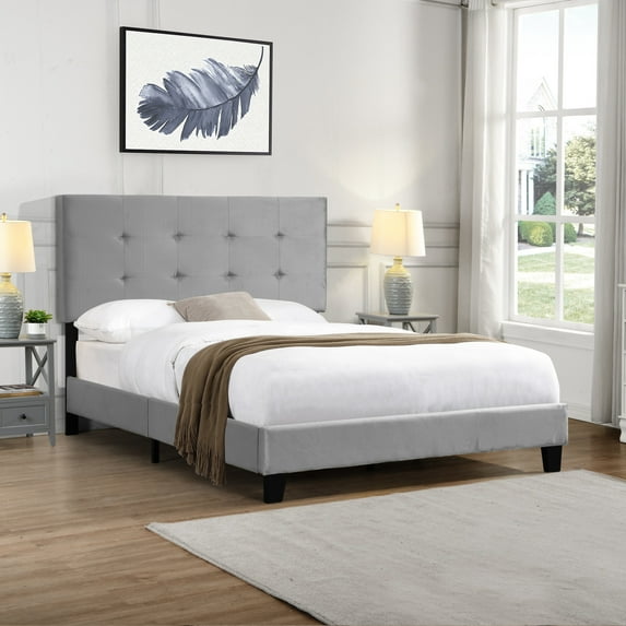 Full Size Gray Bed Frame | Suitable for Memory Foam Mattresses, 600 LBS Capacity