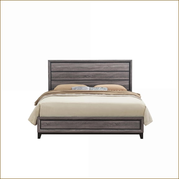 Full Size Grey Panel Bed Frame - Sturdy Construction & Contemporary Style for Guest/Master Bedroom