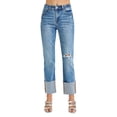 thumbnail image 1 of Full-Size High-Rise Ankle Straight Wide Cuffed Jeans Plus Size, 1 of 3