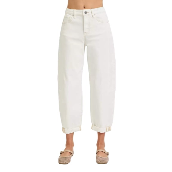 Full Size High Rise Barrel Cropped Jeans