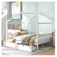 Full Size House Bed for Kids, Teens,Wood Storage Platform Bed with