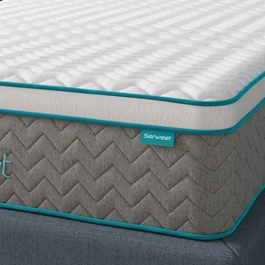 Full Size Hybrid Mattress, Serweet 10 inch Bamboo Charcoal Memory Foam Pillow Top Medium Firm Innerspring Mattress in a Box