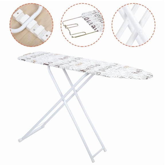 Full Size Ironing Board with Reinforced Metal Legs, Space Saving Folding Design with Damped Hinges, Multifunctional Table