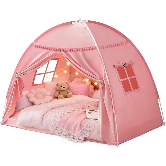 Full Size Kids Play Tent, Indoor Privacy Canopy Teepee for Boys & Girls, Portable Dark Room Sleeping Tent for Bedroom Floor Camping