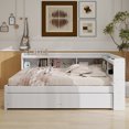 thumbnail image 1 of Full Size L-shaped Bookcases Bed with Power Outlets, USB Charging Ports,Two Drawers,Whtie, 1 of 13