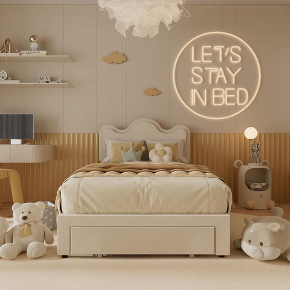 Full Size LED Bed Frame,Velvet Upholstered Platform Bed with Adjustable Petal Headboard,Wooden Slats Supports,No Box Spring Needed,Easy Assembly