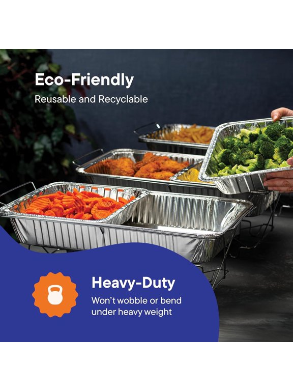 Full Size Large Aluminum Pans, Disposable Foil 21x13 Deep [20-Pack] Steam Table Chafing Pan - Extra Heavy Duty Durable Tray