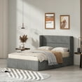 thumbnail image 1 of Full Size Lift up Storage Bed, Upholstered Platform Bed Frame with Modern Linen Fabric Wingback Headboard, Wood Slats Support, Noiseless, Easy Assembly, No Box Spring Needed, GRAPHITE, 1 of 5
