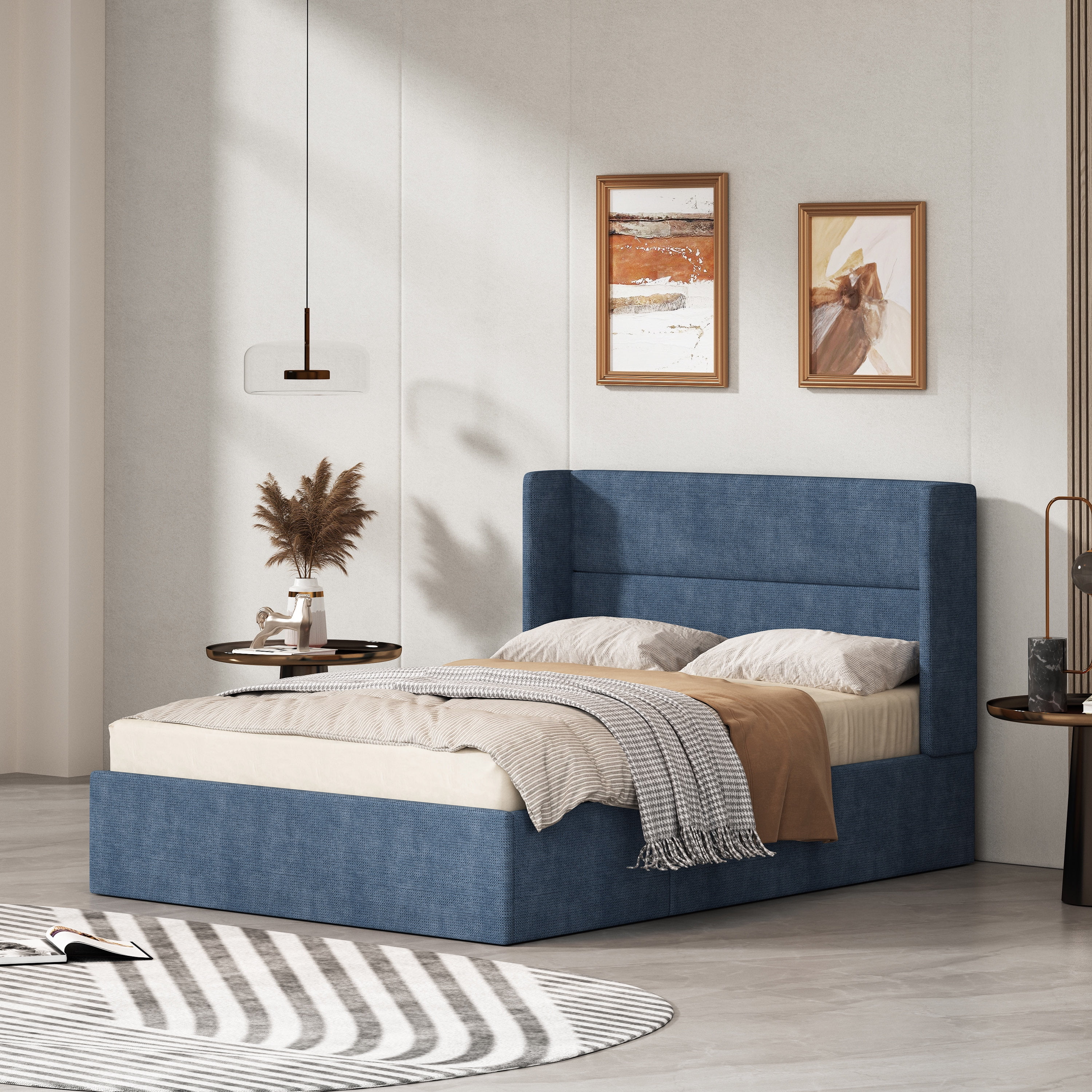 Full Size Lift up Storage Bed, Upholstered Platform Bed Frame with ...