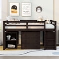 thumbnail image 1 of Full Size Loft Bed with Desk, Low Study Loft Bed with Storage Cabinet and Rolling Portable Desk, Full Size Loft Bed Frame, Bedroom Furniutre, Multiple Functions, No Box Spring Required, Expresso, 1 of 7