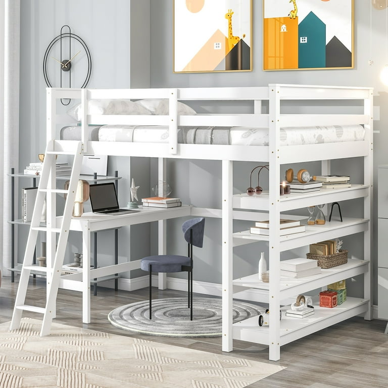 Full loft 2024 bed with bookcase
