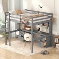 thumbnail image 1 of Full Size Loft Bed with Desk, Wood Loft Bed Frame with 4 Cabinets, 4 Drawers, 1 Bedside Tray and Charging Station, High Loft Bed for Boys Girls Teens, Gray, 1 of 7