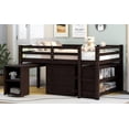 thumbnail image 1 of Full Size Loft Bed Frame with Rolling Portable Desk and Cabinet, Wooden Low Study Bedroom Loft Bed with 3 Storage Drawers, Bookshelf, Ladder and Safety Guardrails, Not Included Mattress, Espresso, 1 of 7