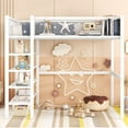 thumbnail image 1 of Full Size Loft Bed, Metal Loft Bed Frame with 4-Tier Shelves and Storage, Heavy Duty Loft Bed Frame with Under-Bed Storage Space, Built-in Ladder and Full-Length Guardrails, for Bedroom, 1 of 7