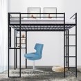 Full Size Loft Bed, Modern Platform Bed with Desk, 2 Open Shelves
