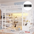 thumbnail image 1 of Full Size Loft Bed with Stairs and Storage, Metal Loft Beds Frame with Bedside Shelf and Wardrobe,4 Shelf Storage Rack, Charging Station, Heavy Duty High Loft Bed, White, 1 of 10