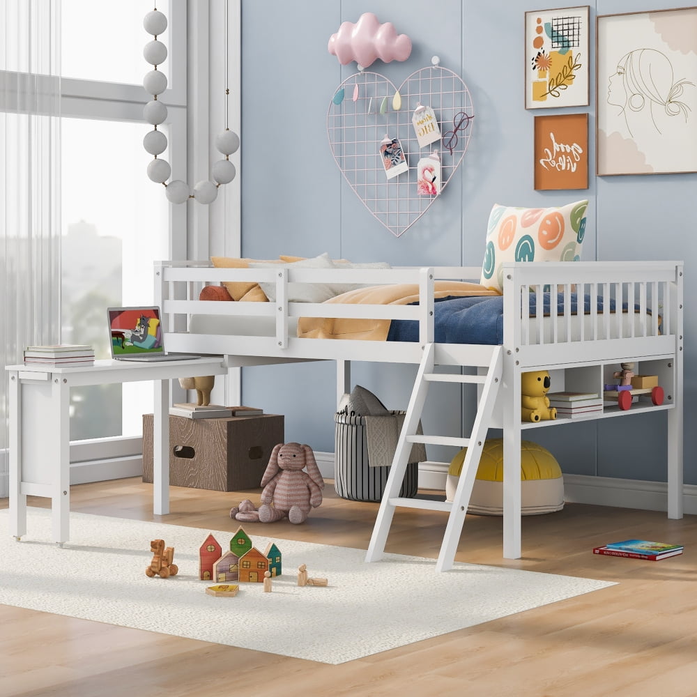 home depot full loft bed wood