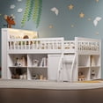 thumbnail image 1 of Full Size Loft Bed with Storage, Headboard with LED Light, White, 1 of 4