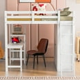 thumbnail image 1 of Full Size Loft Bed with Wardrobe and Desk and Shelves, White, 1 of 13