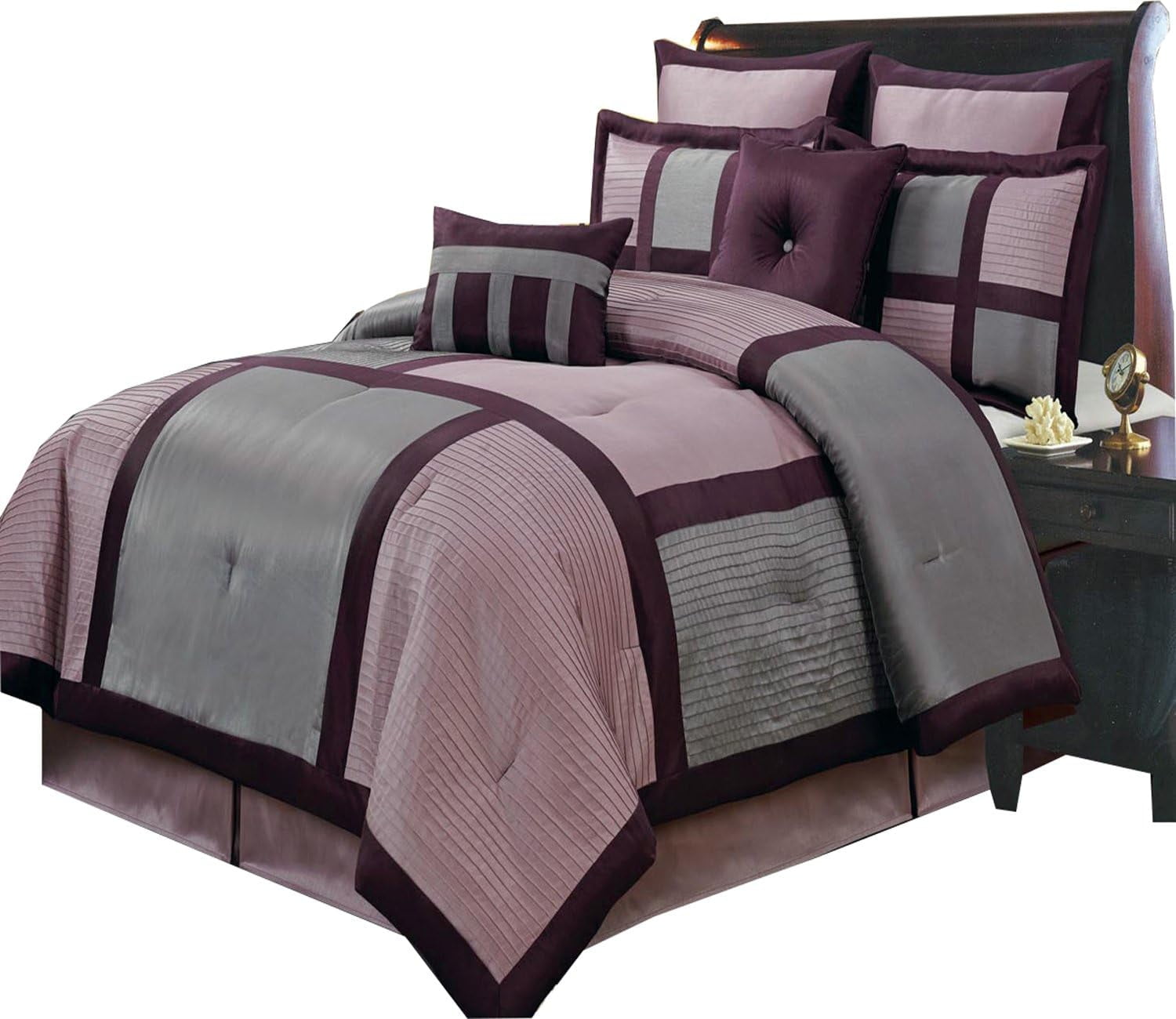 Full Size Luxury 12Pc Lilac Comforter Set Includes One