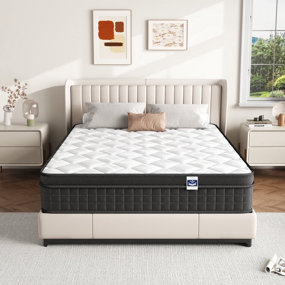 Full Size 10" Hybrid Mattress - Gel Memory Foam & Pocket Springs, Medium Firm Feel, Motion Isolation, Pressure Relief, CertiPUR-US