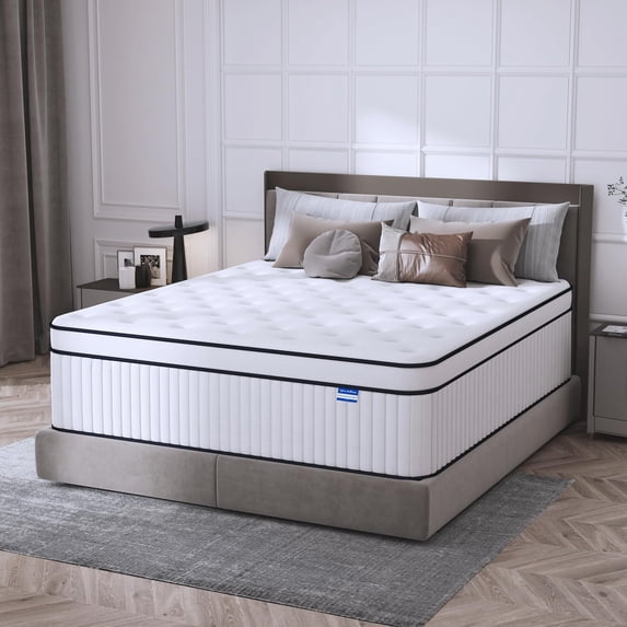 Full Size Mattress, 10 Inch Luxury Full Mattress in a Box, Cooling Memory Foam Mattresses with Individual Pocket Coils, Pressure Relief, Medium Firm, Fiberglass Free, 365-Night Trial