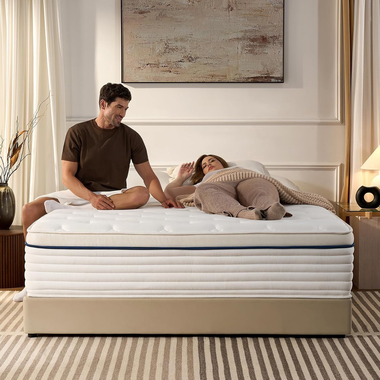 Full Size Mattress 12 Inch, Firm Hybrid Mattress with Memory Foam & Individually Wrapped Pocket Coils, Pressure-Relieving Support & Motion-Reducing Design$$Home Decor, Kitchen, & Other