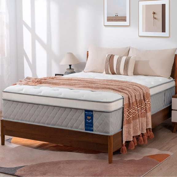 Full Size Mattress 12 Inch Plush Soft Mattress in a Box, Hybrid Cooling Gel Memory Memory Foam and Pocket Springs Bed, Fiberglass Free, Back Support Pressure Relief Breathable