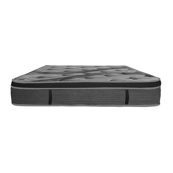 Full Size Mattress 14 Inch Euro Top, Plush Memory Foam Mattress, Dark Gray