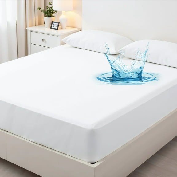 Full Size Mattress Protector, Waterproof Soft Fitted Mattress Cover, Breathable Noiseless Bed Protector with Elastic Deep Pocket for Bedroom, Hotel, Dorm Use, 54 x 75 x 14 in