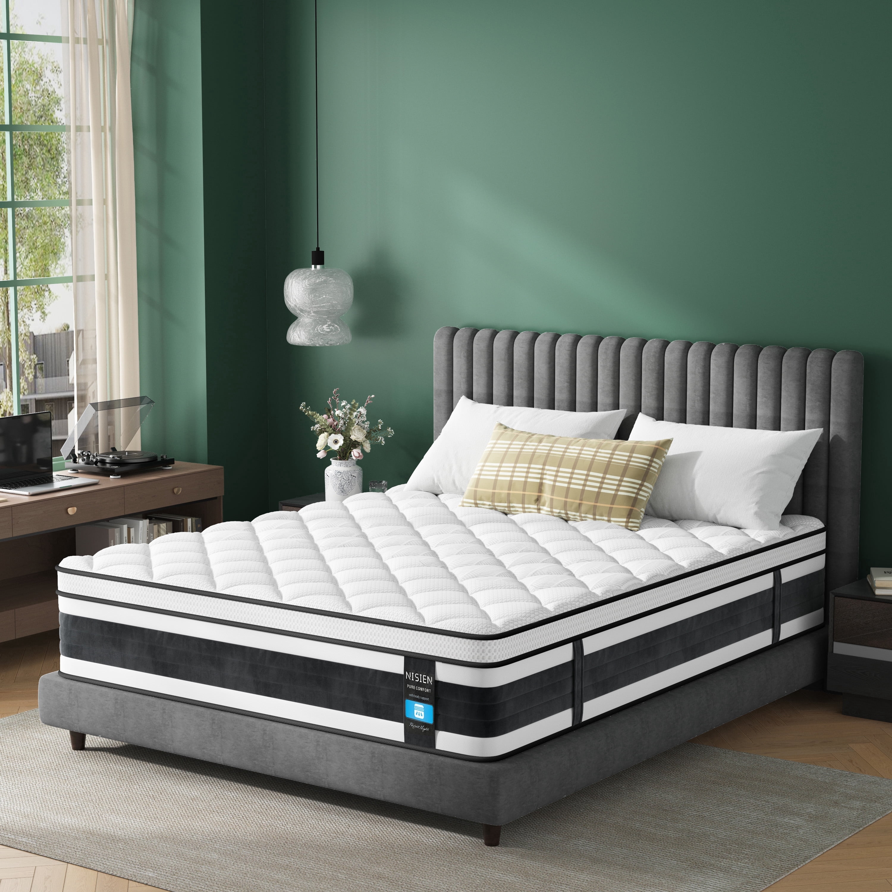 Nisien Foam Mattress Adult 10 Inch Hypoallergenic Full Medium Euro Top Hybrid Mattresses