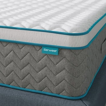 Serweet 10" Full Size Hybrid Mattress, Bamboo Charcoal Gel Memory Foam, 7-Zone Pocket Springs, Medium Firm