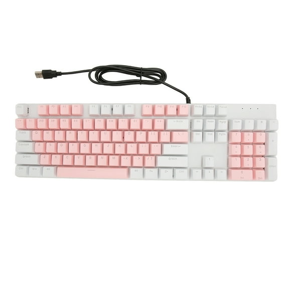 Full Size Mechanical Keyboard 104 Keys USB Wired Gaming Keyboard with Numeric Keypad Red