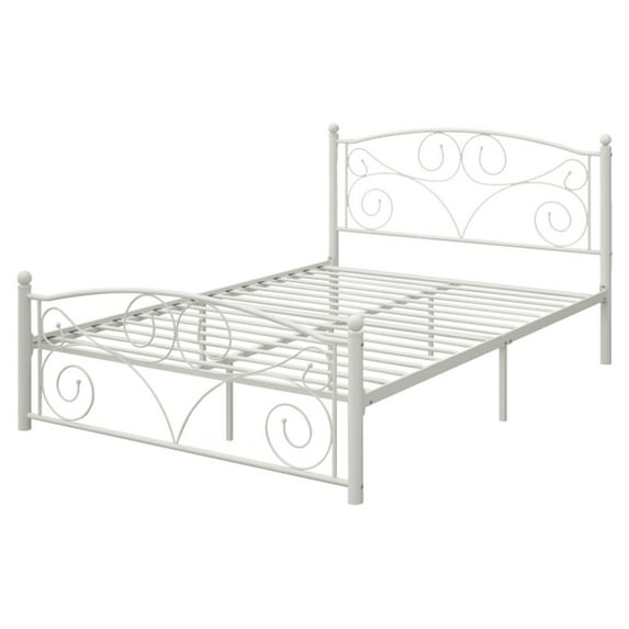 Full Size Metal Bed Frame, 600Lbs Load oise Free Platform Bed Frame with Vintage Headboard Footboard