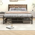 Full Size Metal Bed Frame, Modern Platform Bed Frame with Headboard