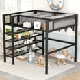 thumbnail image 1 of Full Size Metal Loft Bed With 4-Tier Shelves Storage Space Staircase Loft Bed Frame Easy Assembly Slat Mattress Foundation Loft Bed For Bedroom Boys Girls Room, 1 of 9