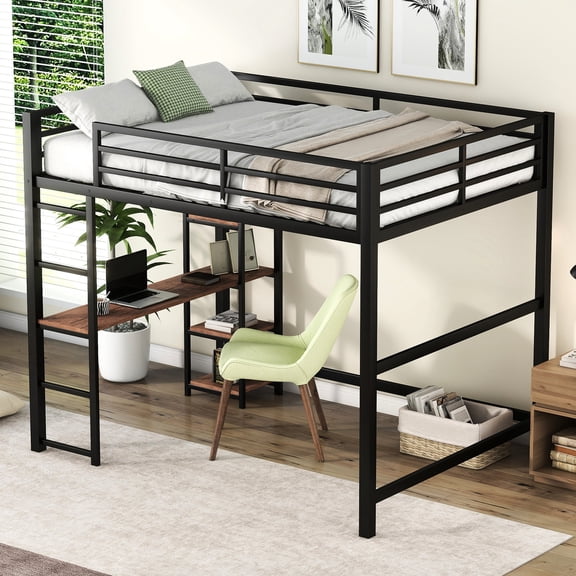 Full Size Metal Loft - Multifunctional with Guardrails - In Small Spaces - Maximize Bedroom Utility