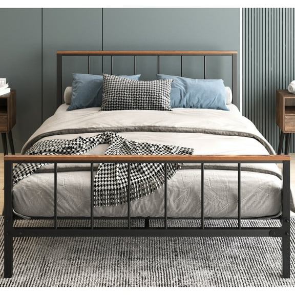 Full Size Metal Platform Bed Frame With Headboard And , Strong Build, No Requirement For Box Spring A Calm Sleep (full) Construction, Not Essential Night