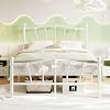 Full Size Metal Platform Bed Frame with Heart Headboard, No Box Spring Under Bed Storage，White