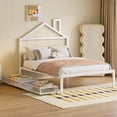thumbnail image 1 of Full Size Metal Platform Bed with No Box Spring,White,Stable for Bedroom, 1 of 19