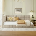 thumbnail image 1 of Full Size Mid-Century Modern Upholstered Velvet Daybed Frame, Sofa Bed Strong Wood Slat Support Solid Construction, Mattress Foundation, No Box Spring Needed, 1 of 9