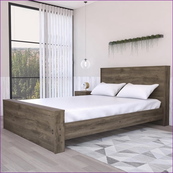 Full Size Modern Classic Bed Base with Headboard, 440 lbs Weight Capacity, Easy to Assemble for Guest Rooms