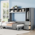 thumbnail image 1 of Full Size Murphy Bed with Closet and Drawers, Wall Bed with Built-in Top Shelf, Can Be Folded Into A Cabinet, for Guest Room Small Room, Space Saving & No Box Spring Needed, Gray, 1 of 8