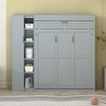 thumbnail image 1 of Full Size Murphy Bed Wall Bed with Shelves, Wardrobe and LED Lights,Gray, 1 of 9