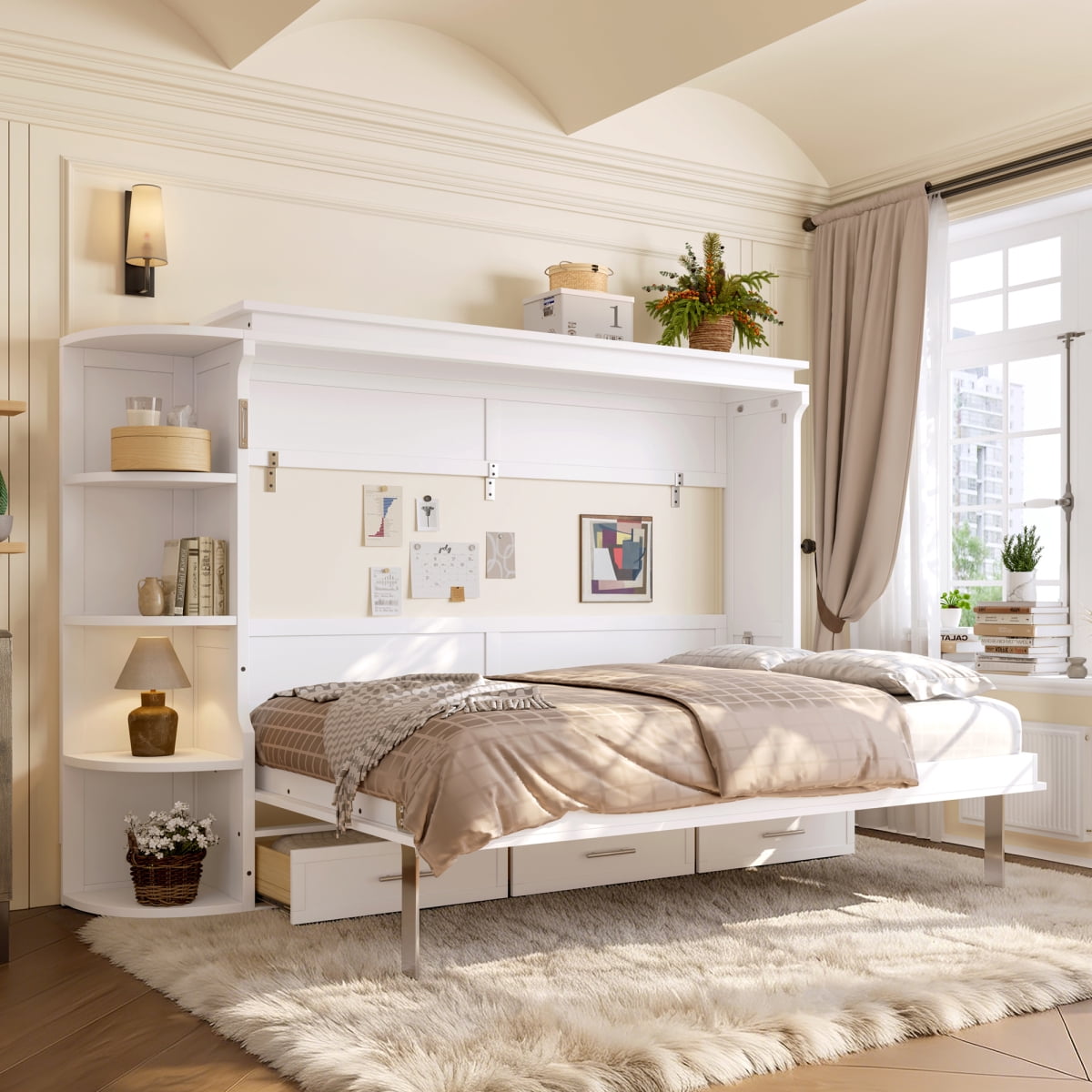 Photo inspiration: Full Size Murphy Platform Bed With Shelf Side Cabinets And Photo Inspiration