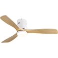 thumbnail image 1 of Full Size Pedestal Fan, 52 Inch Wooden Ceiling Fan With 18W Led Light 3 Solid Wood Blades Remote Control Reversible DC Motor For Home, White Tower Fan,Metal & Wood Desk Fan, 1 of 9
