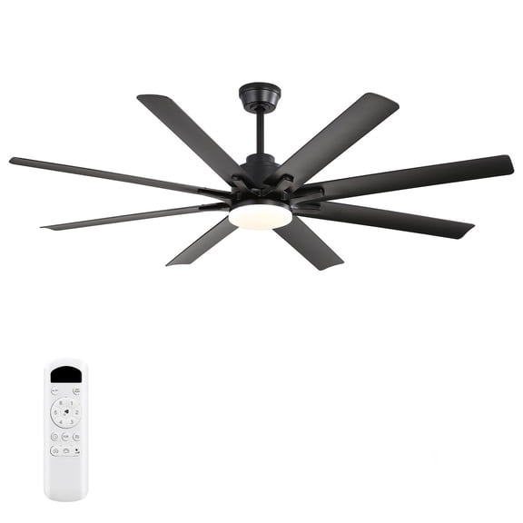 Full Size Pedestal Fan, 52-inch Matte Black Ceiling Fan with Light - 8 ABS Blades, 18W LED 3-Color Dimmable Light, for Living Room & Bedroom, Matte Black Tower Fan,Abs Desk Fan